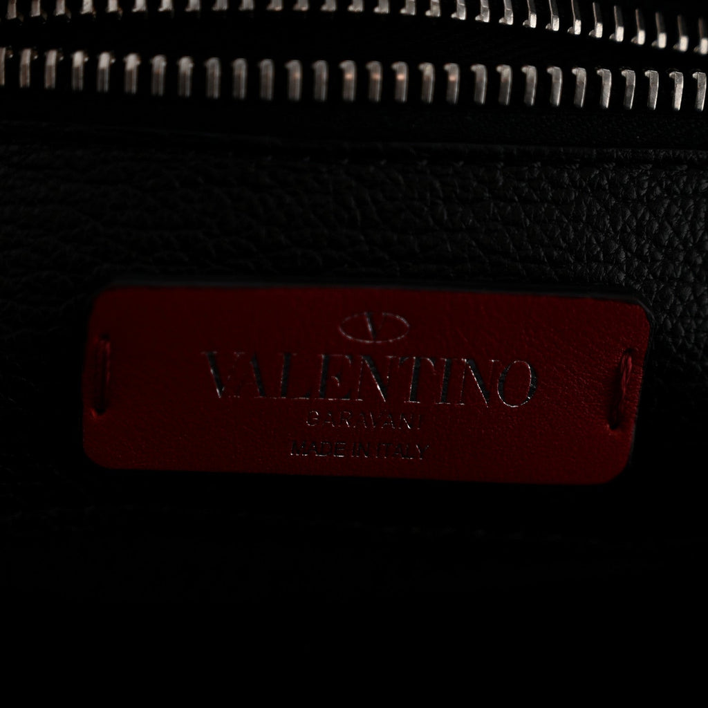 Grained Calfskin Rockstud Backpack Black