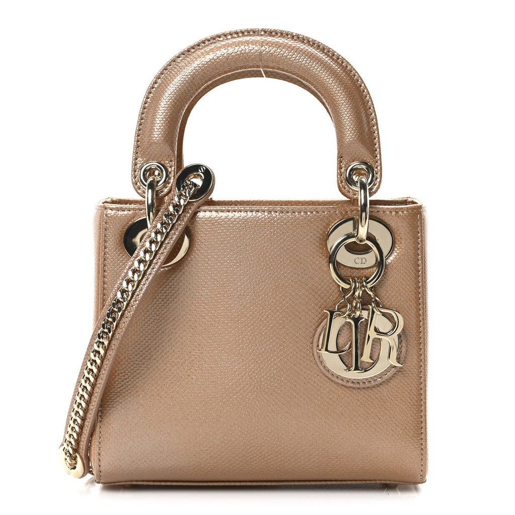 Metallic Lizard Mini Lady Dior Beige