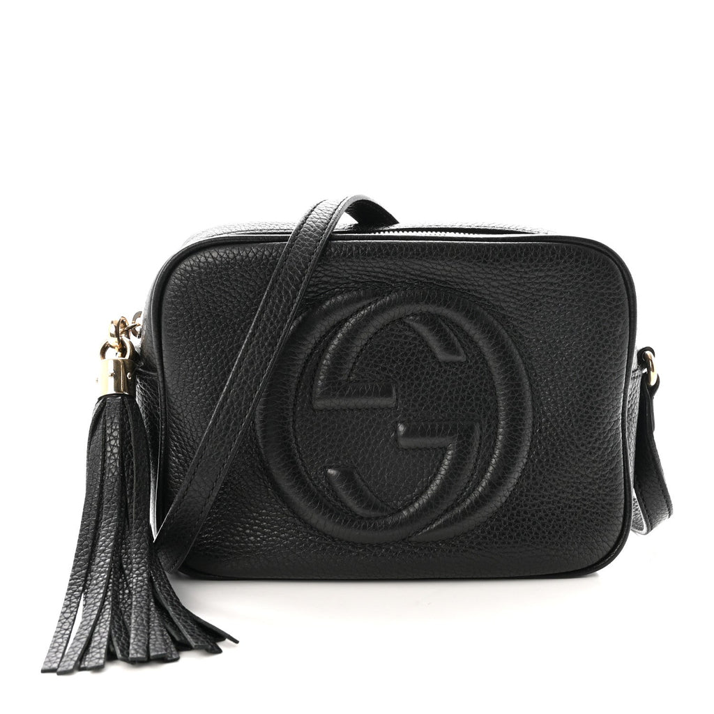 Pebbled Calfskin Small Soho Disco Bag Black