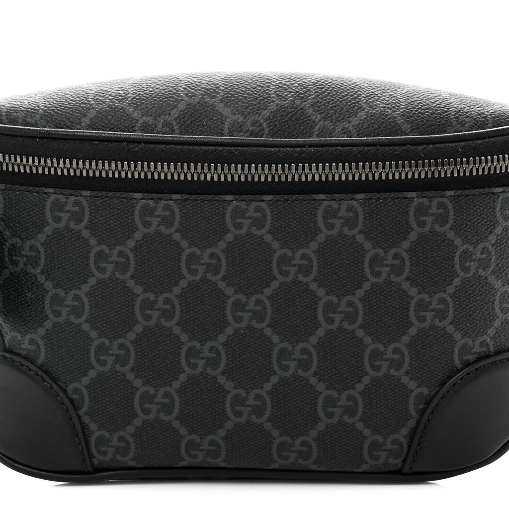GG Supreme Monogram Emblem Calfskin Small Belt Bag Black Grey