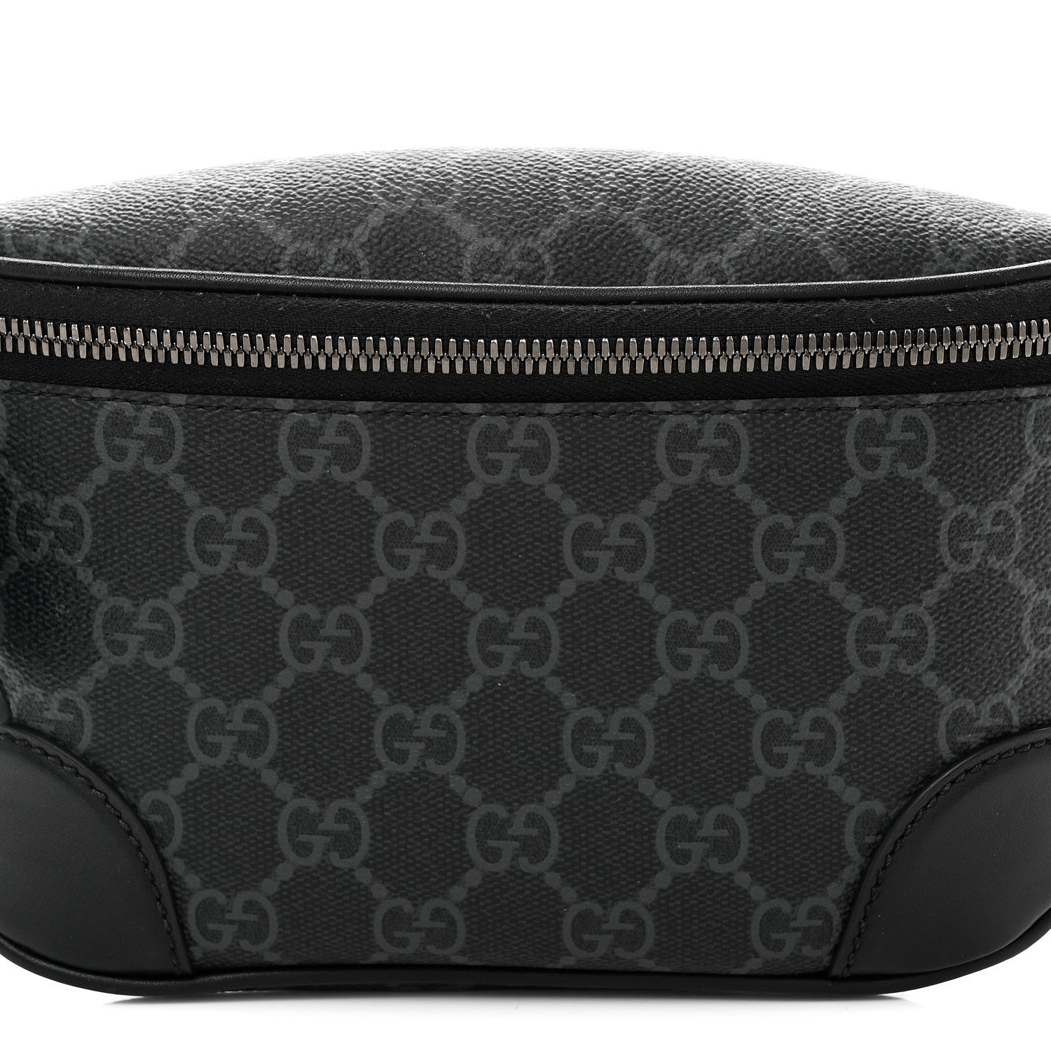 GG Supreme Monogram Emblem Calfskin Small Belt Bag Black Grey