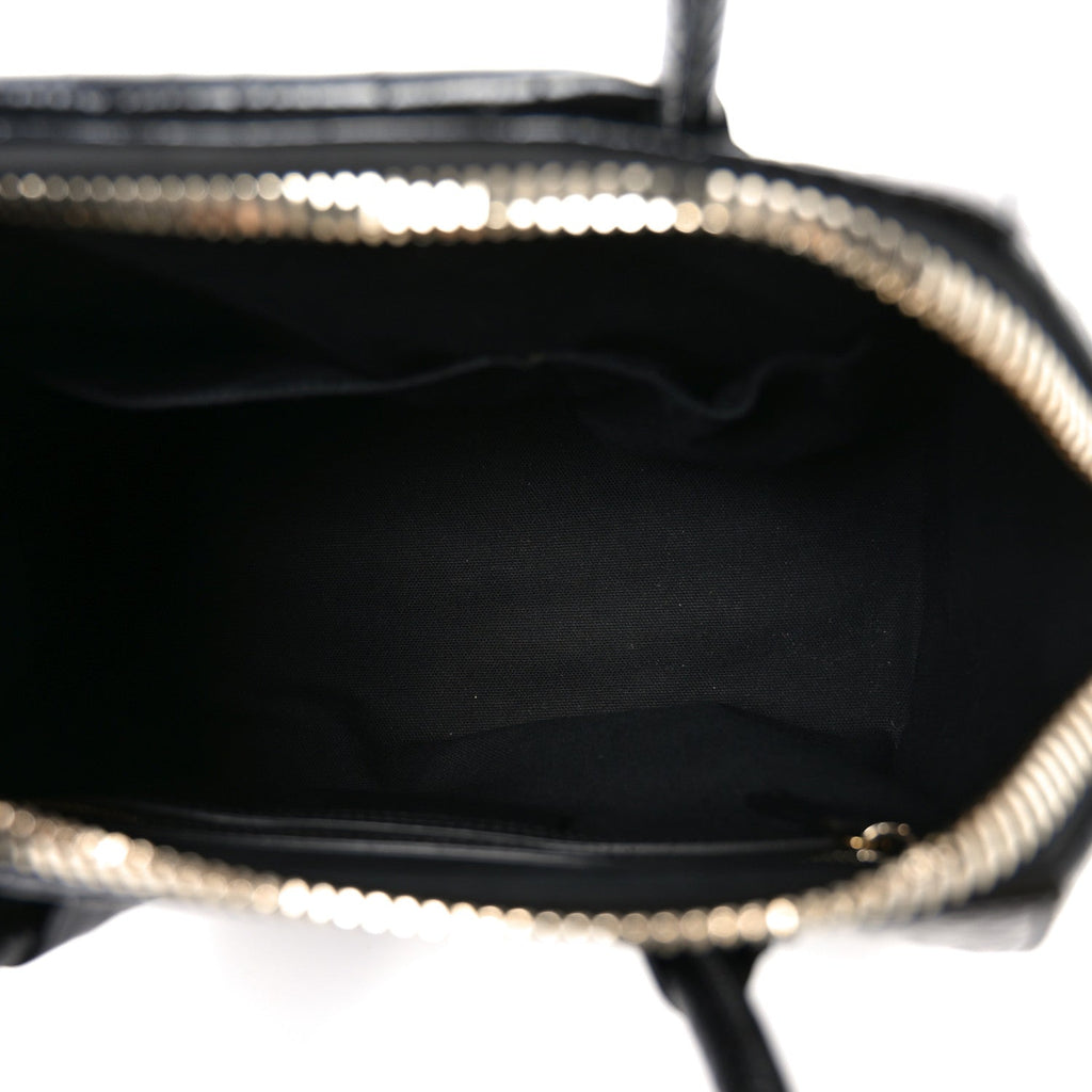 Calfskin Crocodile Embossed Small Antigona Black