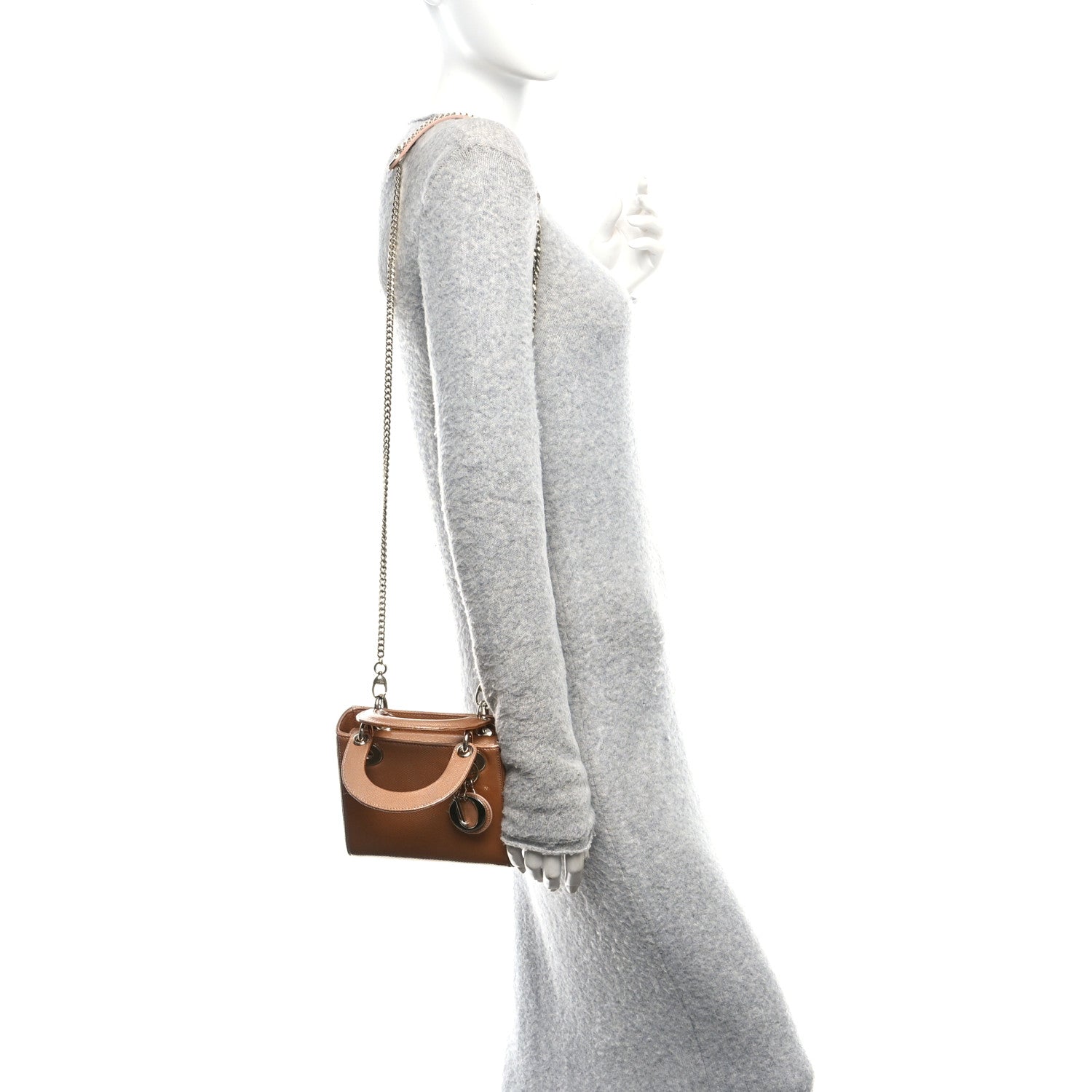 Metallic Lizard Mini Lady Dior Beige