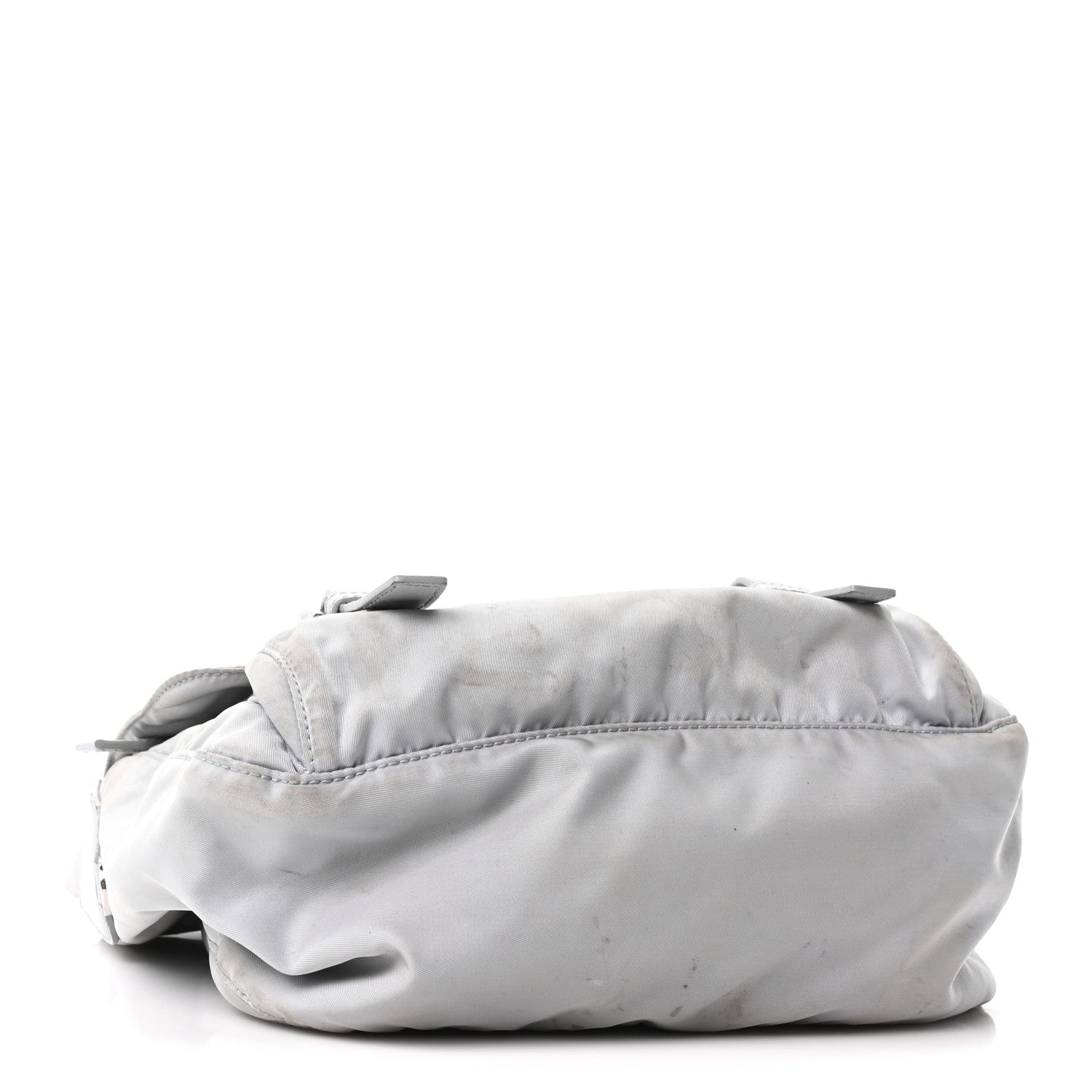 Re-Nylon Vela Saffiano Pocket Double Buckle Messenger Shoulder Bag Fiordaliso