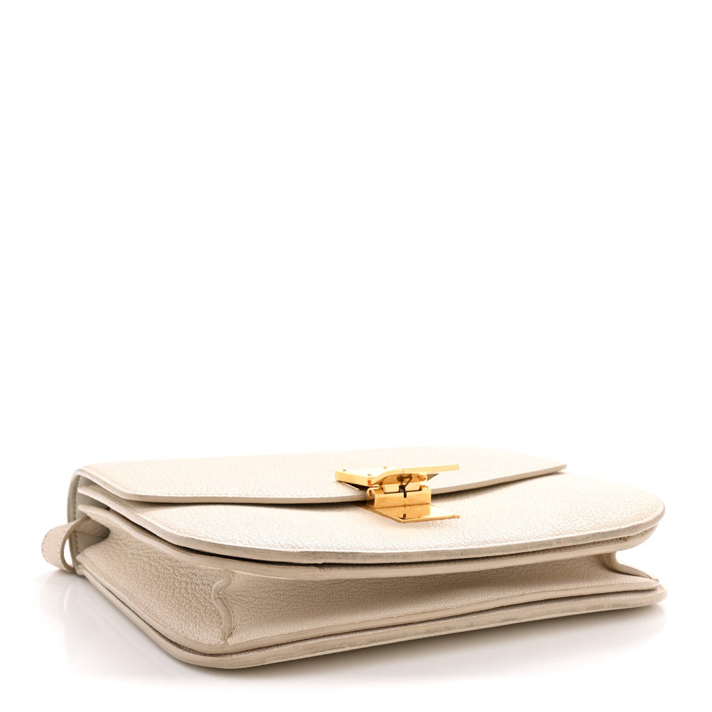 Goatskin Medium Classic Box Flap Bag White