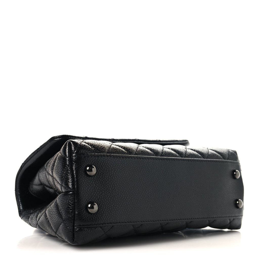 Caviar Quilted Mini Coco Handle Flap So Black