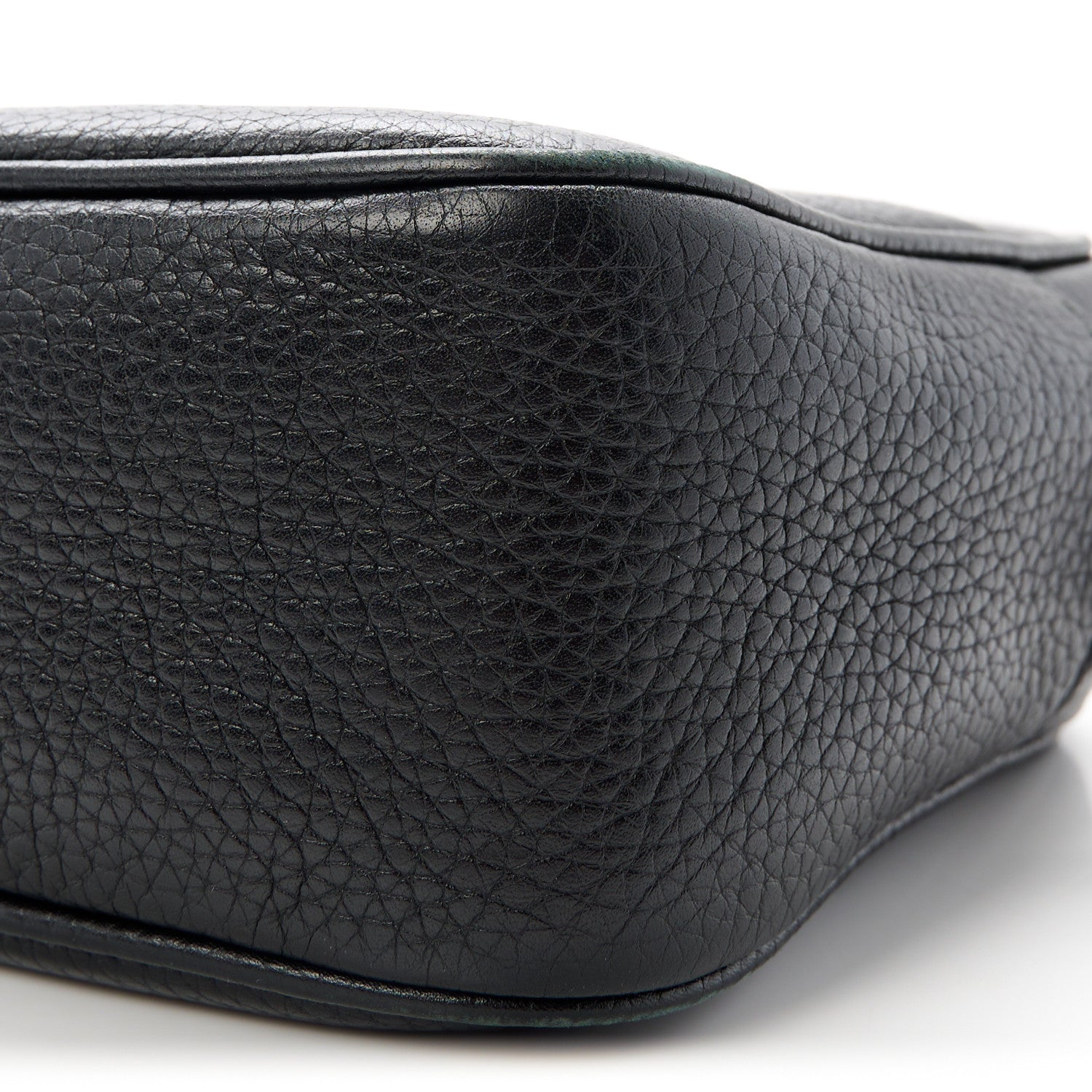 Pebbled Calfskin Small Soho Disco Bag Black