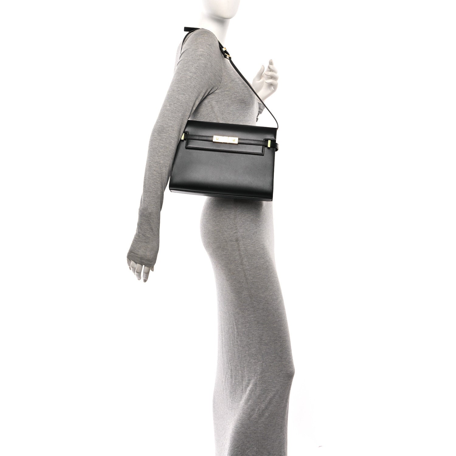 Smooth Calfskin Manhattan Shoulder Bag Black