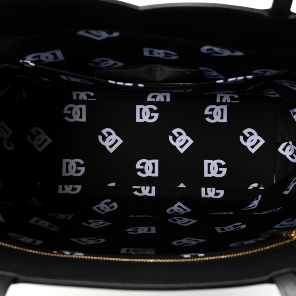 DOLCE GABBANA Calfskin DG Logo Shopper Tote Black
