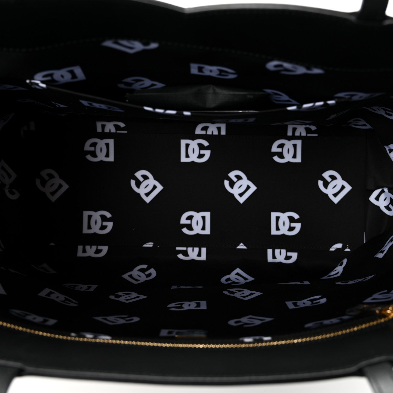 DOLCE GABBANA Calfskin DG Logo Shopper Tote Black