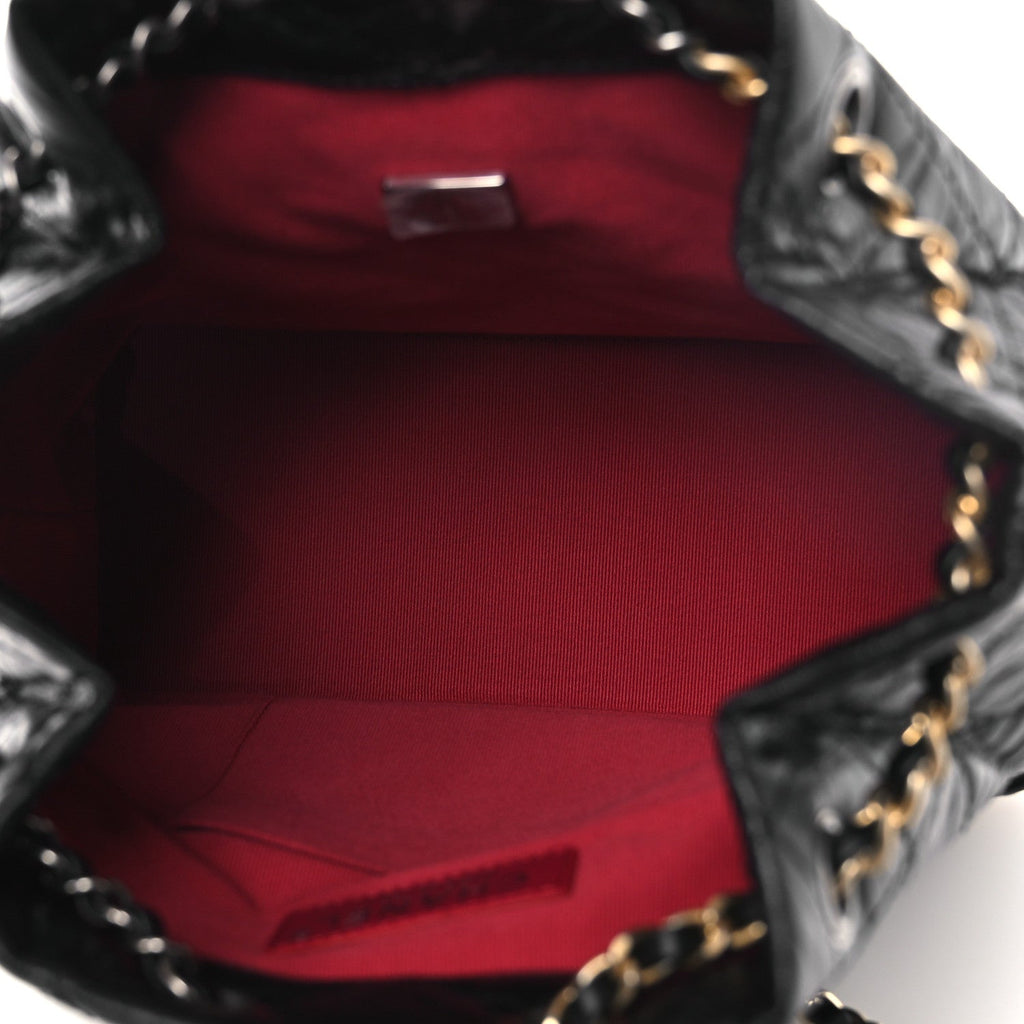 Aged Calfskin Quilted Small Gabrielle Backpack Black