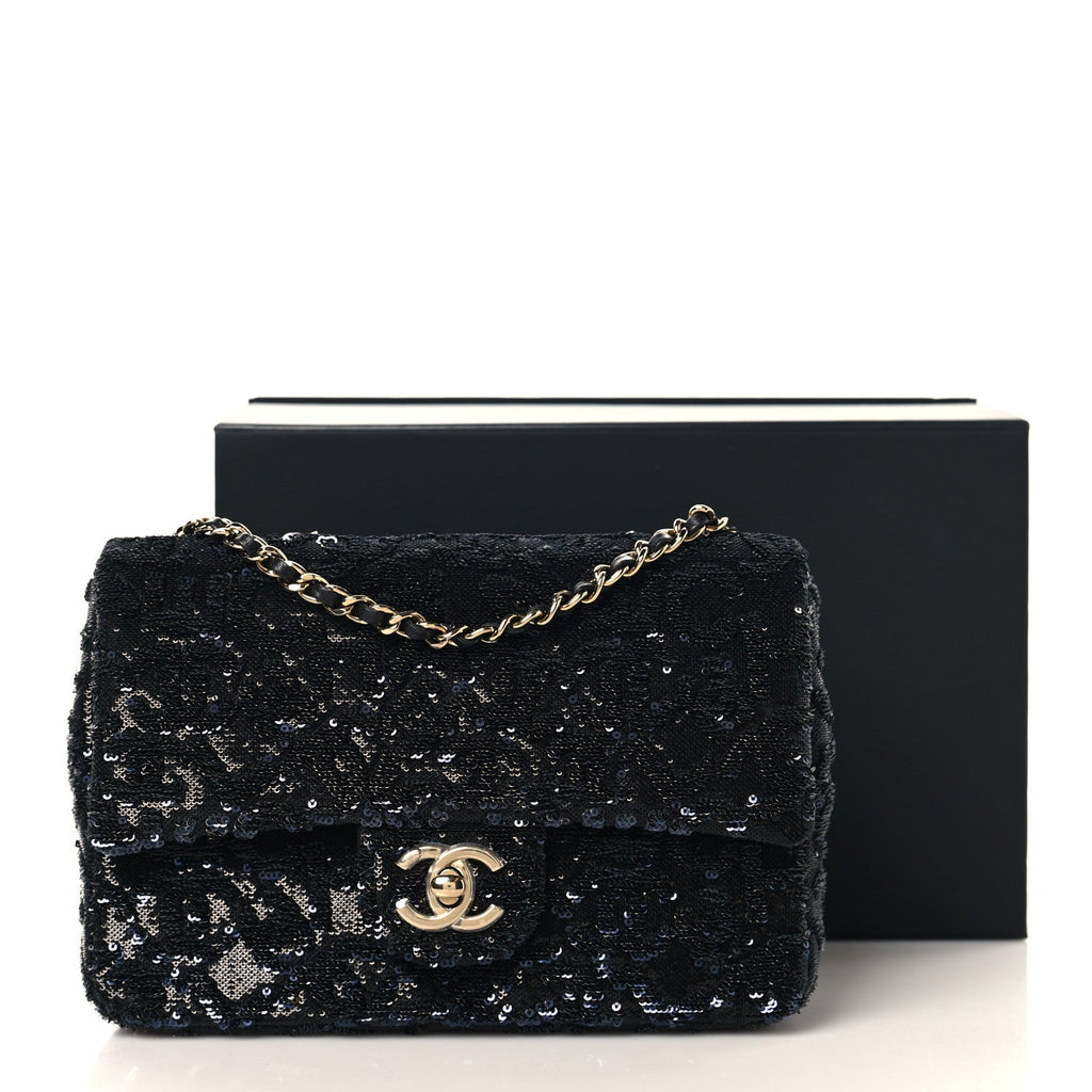 Sequin Quilted Small Single Flap Black