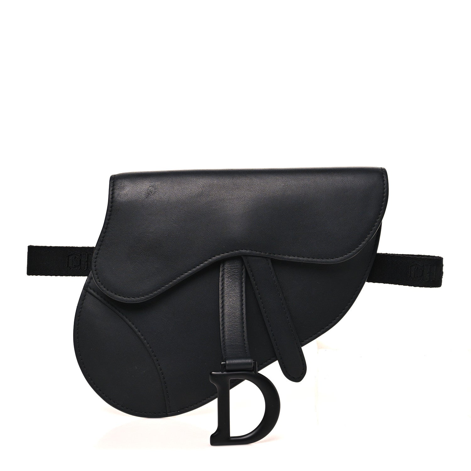 Ultra Matte Calfskin Saddle Belt Bag Black
