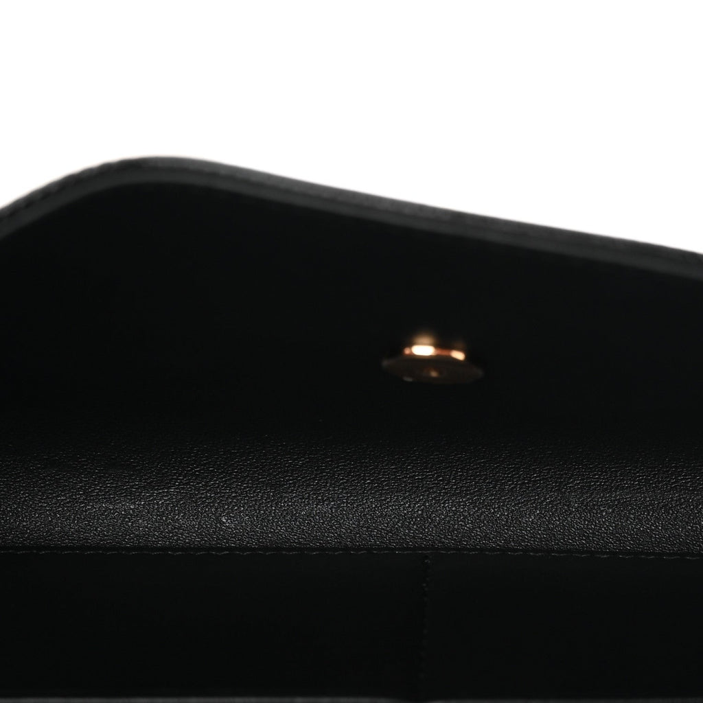 Lizard Calfskin Embossed Clutch With Chain Black