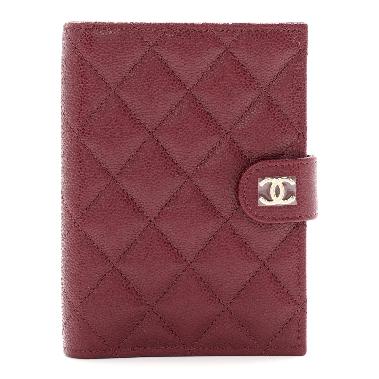 Caviar Quilted Passport Holder Dark Burgundy