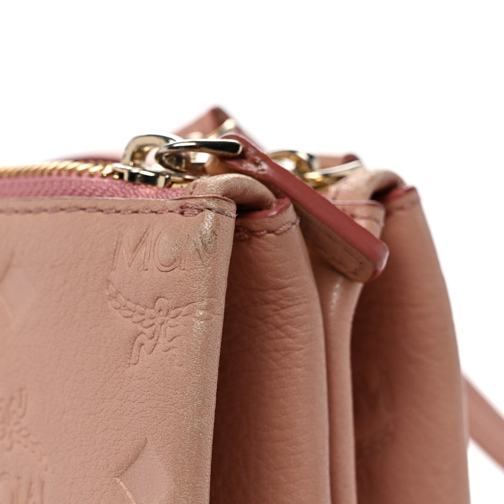 Calfskin Ottomar Monogram Small Crossbody Zip Messenger Pouch Pink Blush