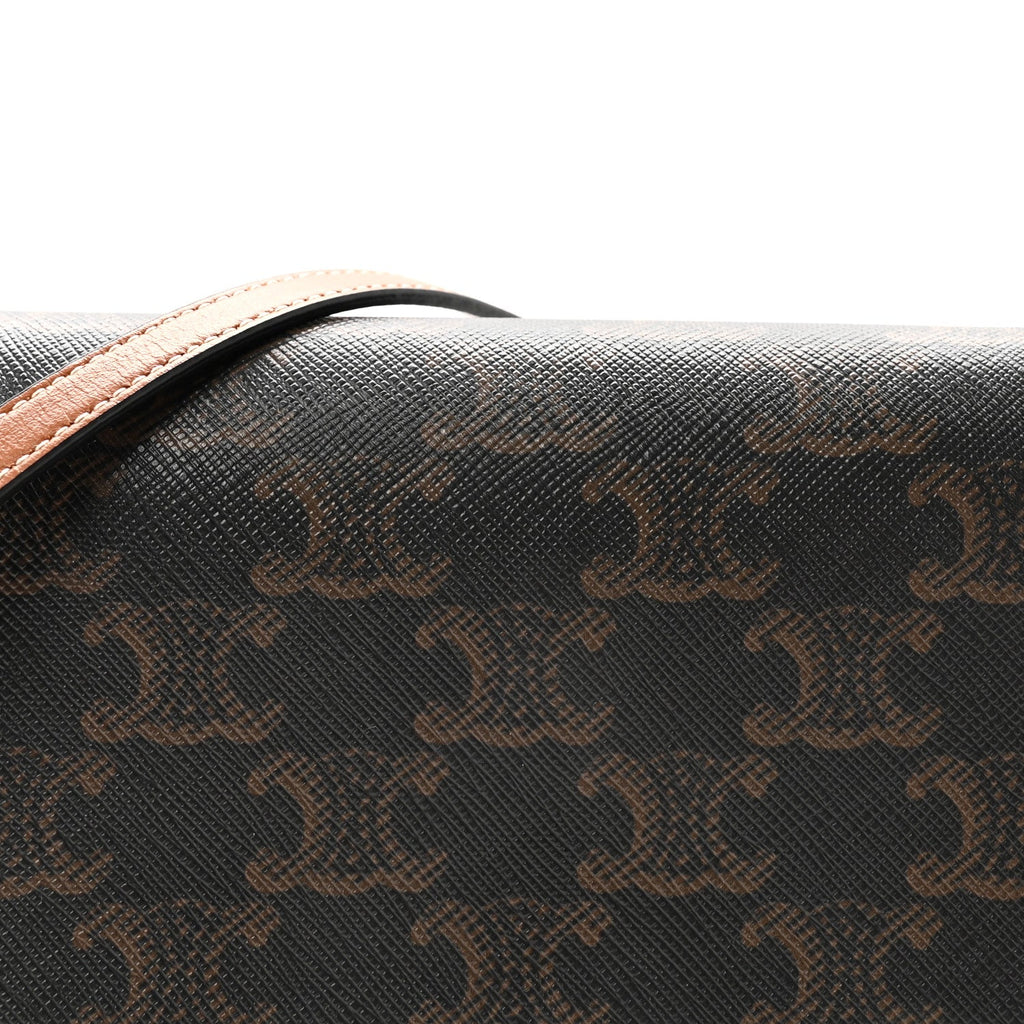 Triomphe Canvas Lambskin Wallet On Strap Tan