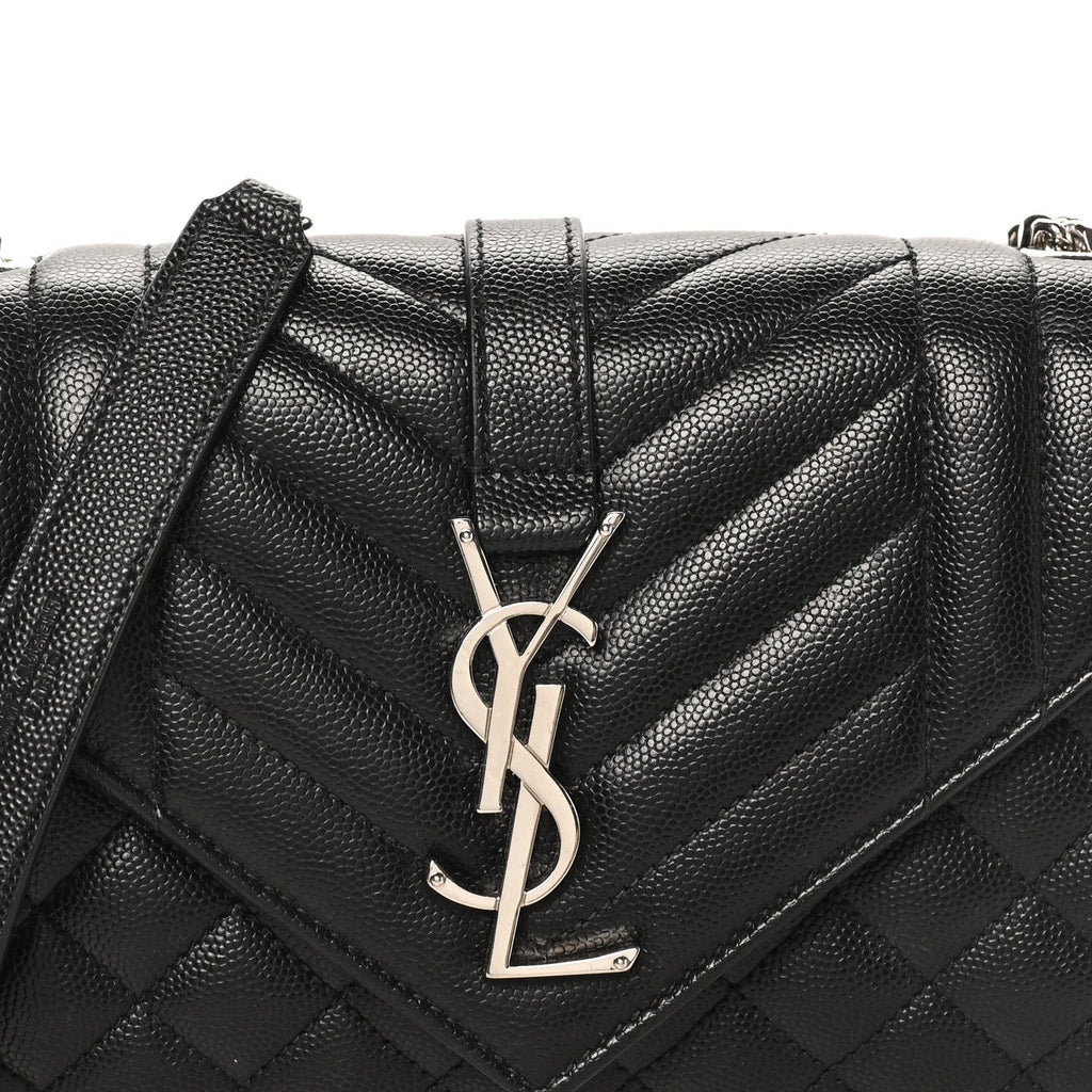 Grain De Poudre Textured Mixed Matelasse Triquilt Small Monogram Satchel Black