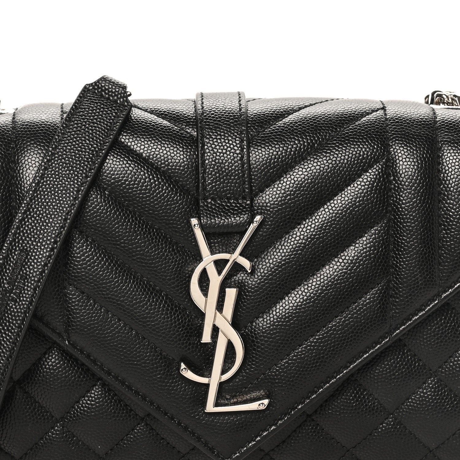 Grain De Poudre Textured Mixed Matelasse Triquilt Small Monogram Satchel Black