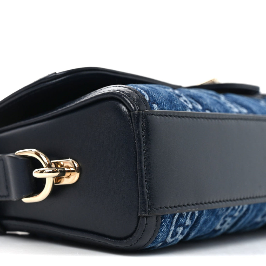 GG Monogram Denim Small Luce Shoulder Bag Blue