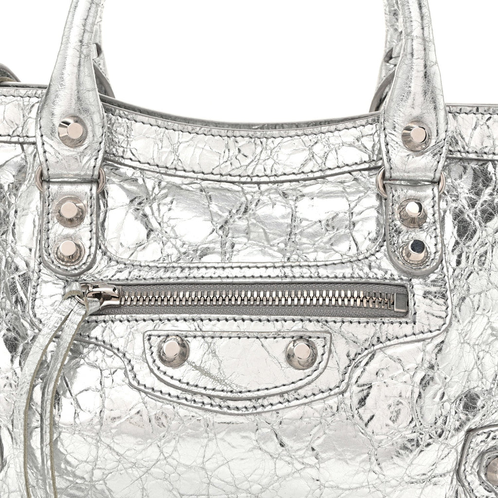 Metallic Agneau Silver Hardware Small Le City Silver