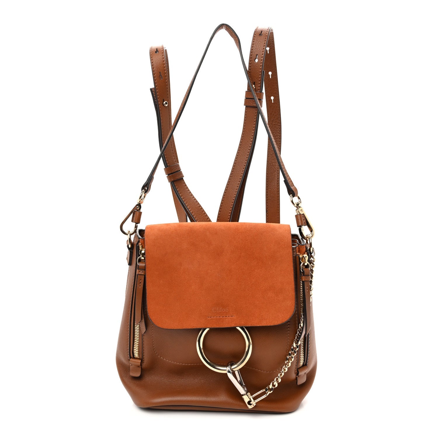 Suede Calfskin Medium Faye Backpack Tan