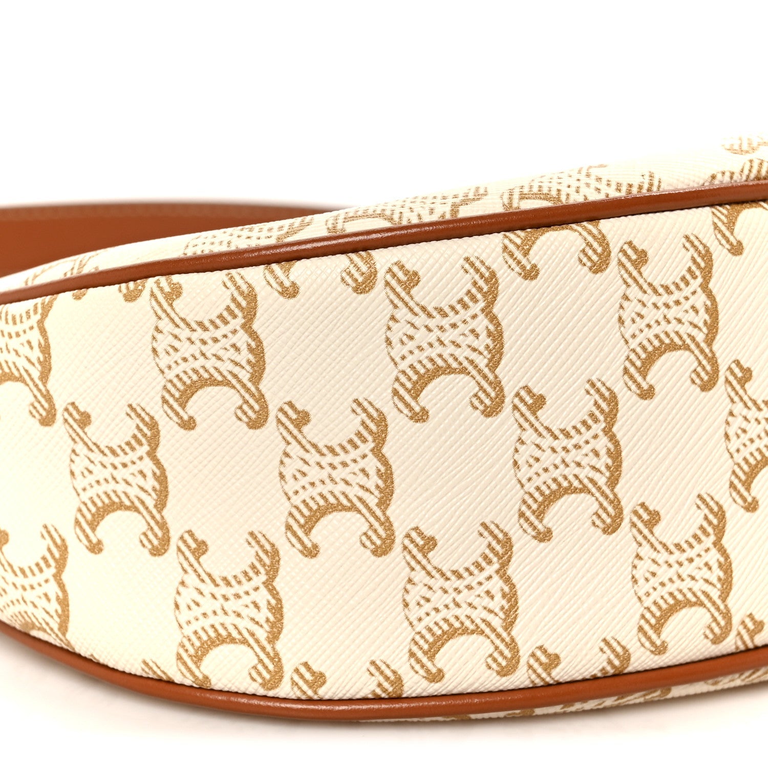 Canvas Calfskin Ava Triomphe Shoulder Bag White
