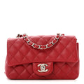 Caviar Quilted Mini Rectangular Flap Dark Red