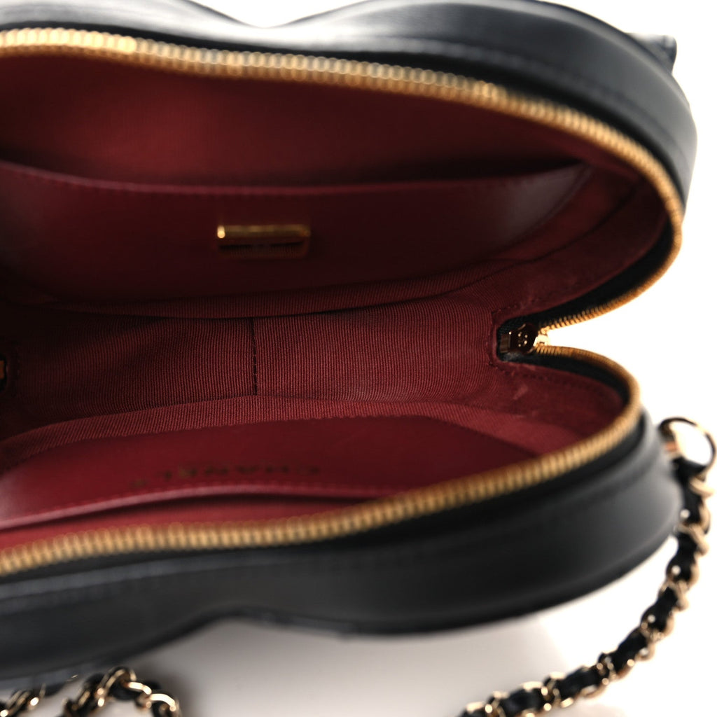 Lambskin Quilted CC In Love Heart Bag Black
