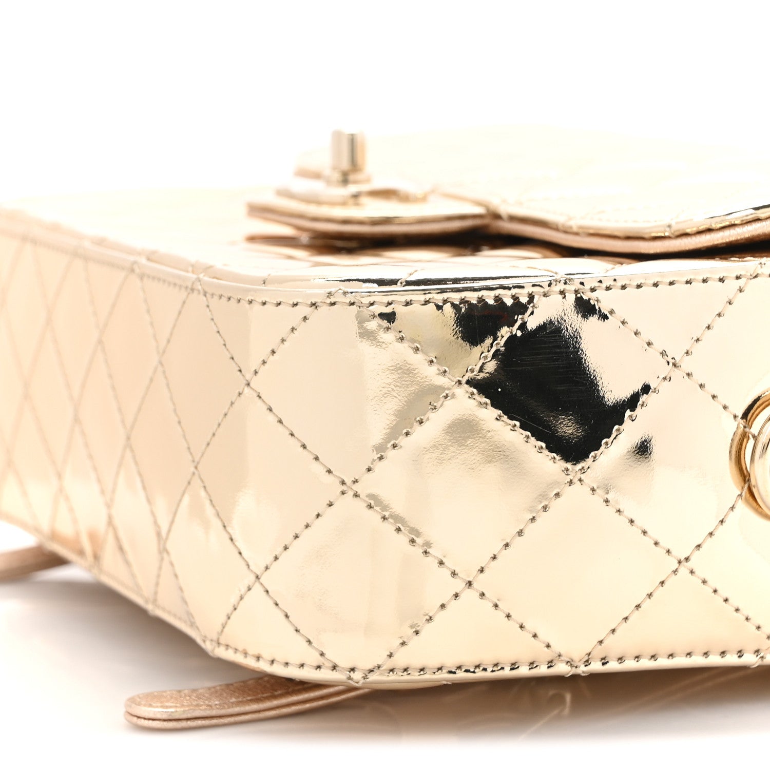 Mirror Calfskin Metallic Calfskin Quilted Hollywood Boulevard Backpack With Coin Purse Gold