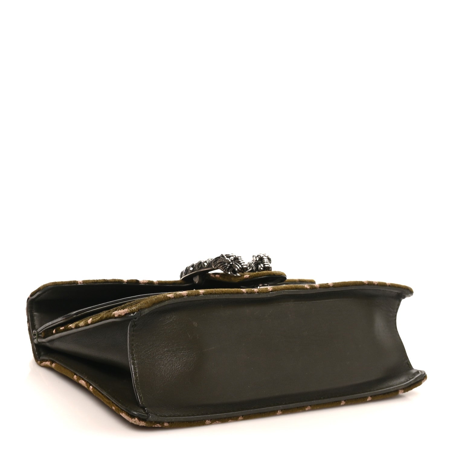 Velvet Moon Calfskin Crystal GG Monogram Small Dionysus Shoulder Bag Dark Olive Rose Gold
