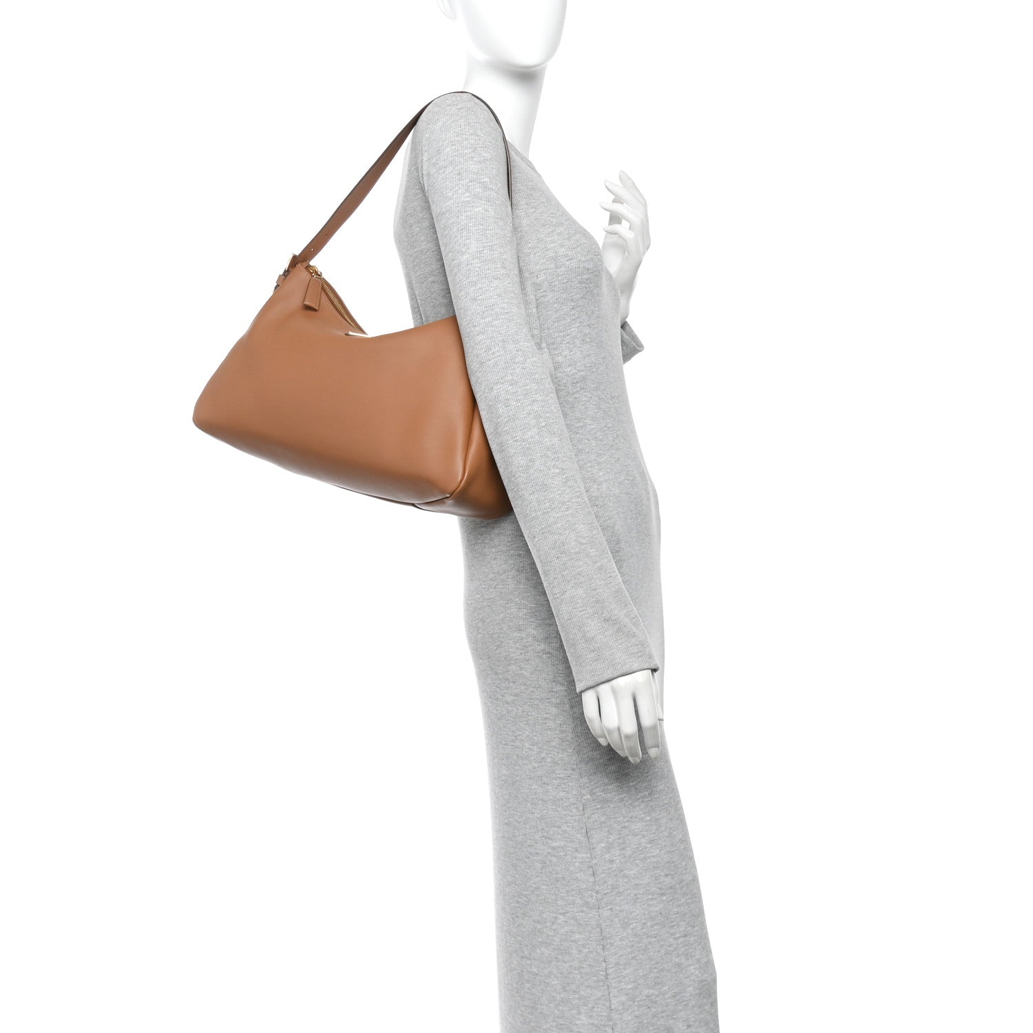 Soft Calfskin Large Aimee Shoulder Bag Caramel