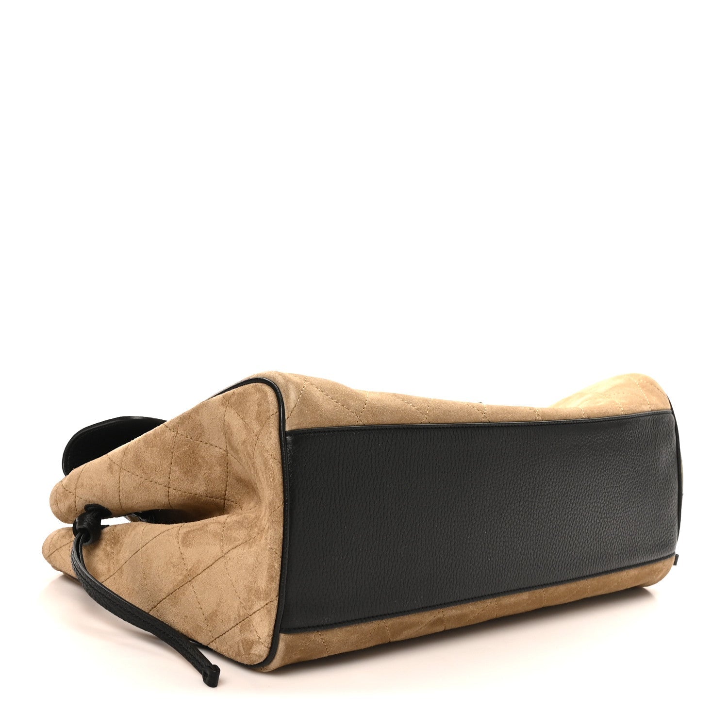Grained Calfskin Suede Urban Essentials Large Shopping Bag Dark Beige Black Dark Beige Black