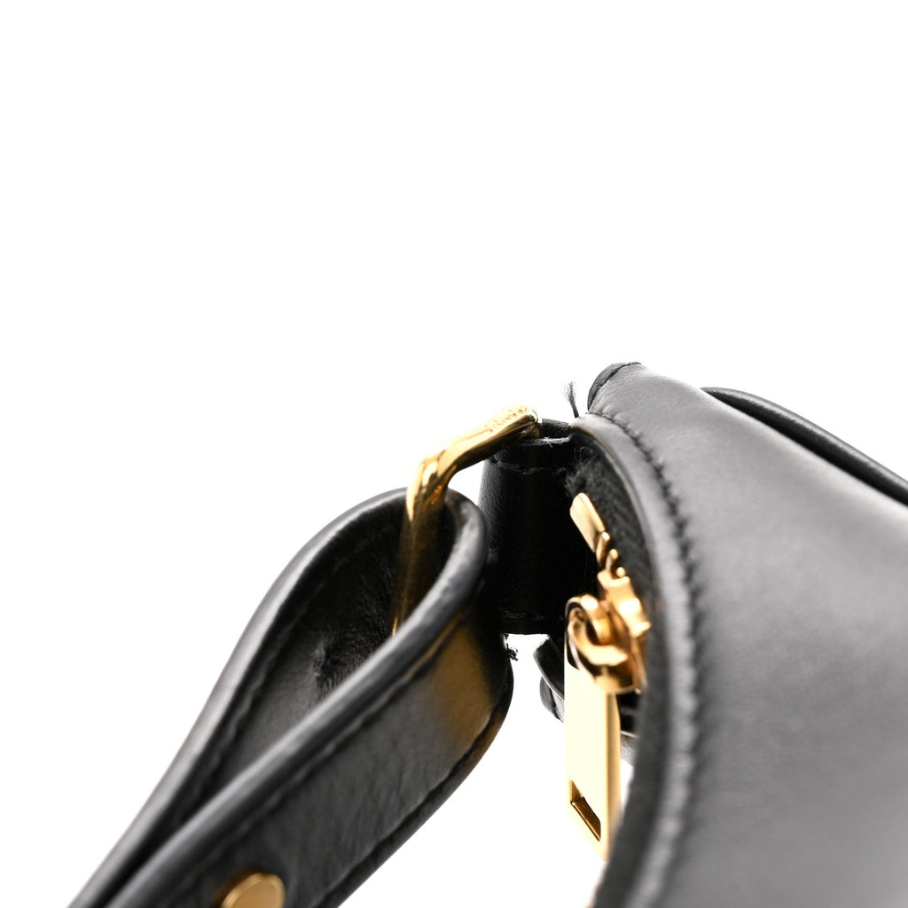 Smooth Calfskin Medium Strap Ava Triomphe Shoulder Bag Black