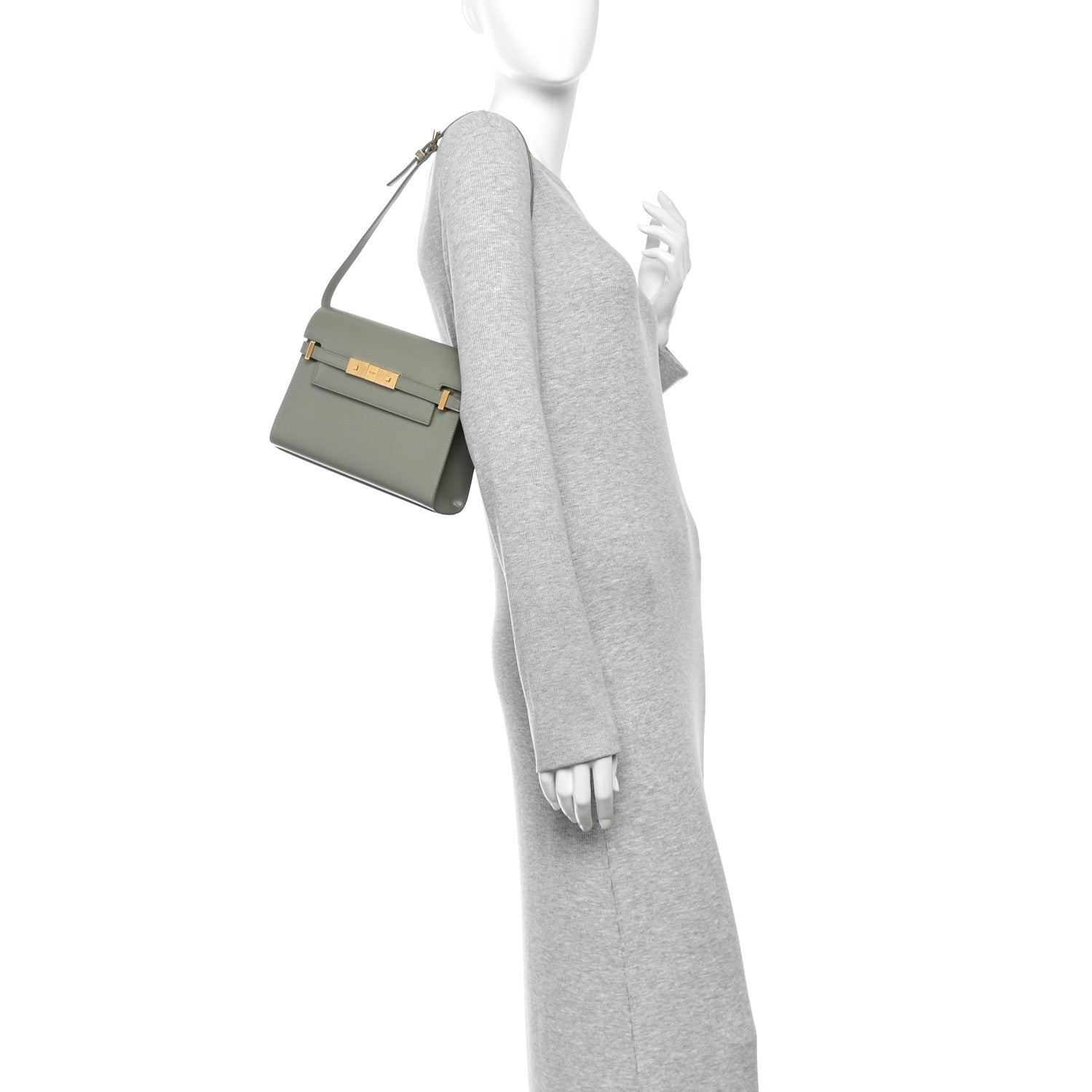 Smooth Calfskin Small Manhattan Shoulder Bag Light Green