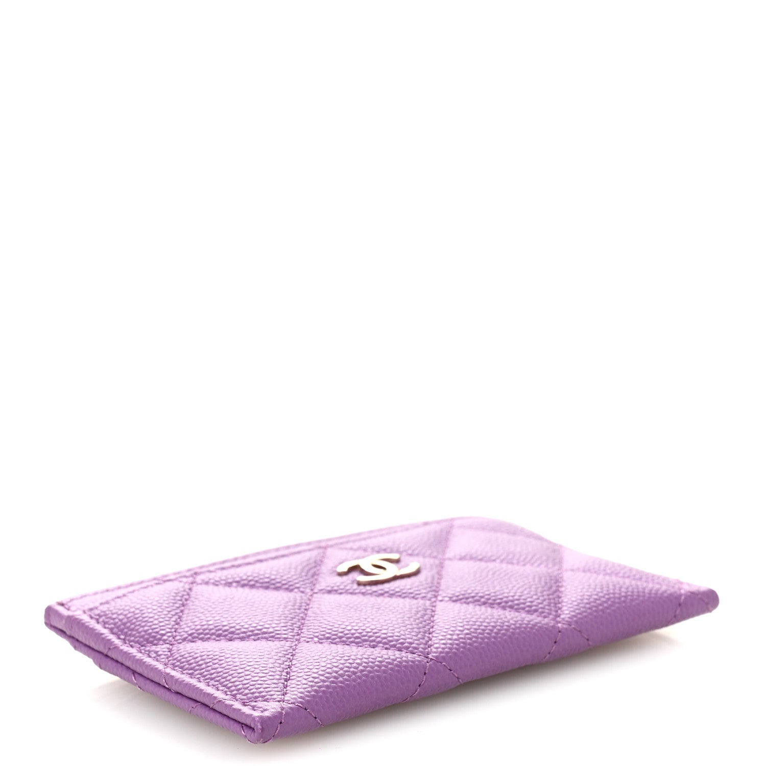Caviar Quilted Card Holder Purple
