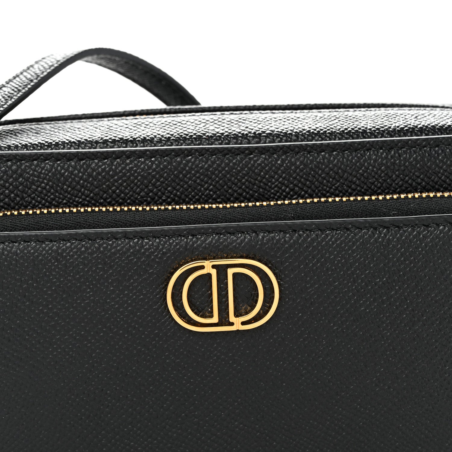 Grained Calfskin Caro Double Pouch Black