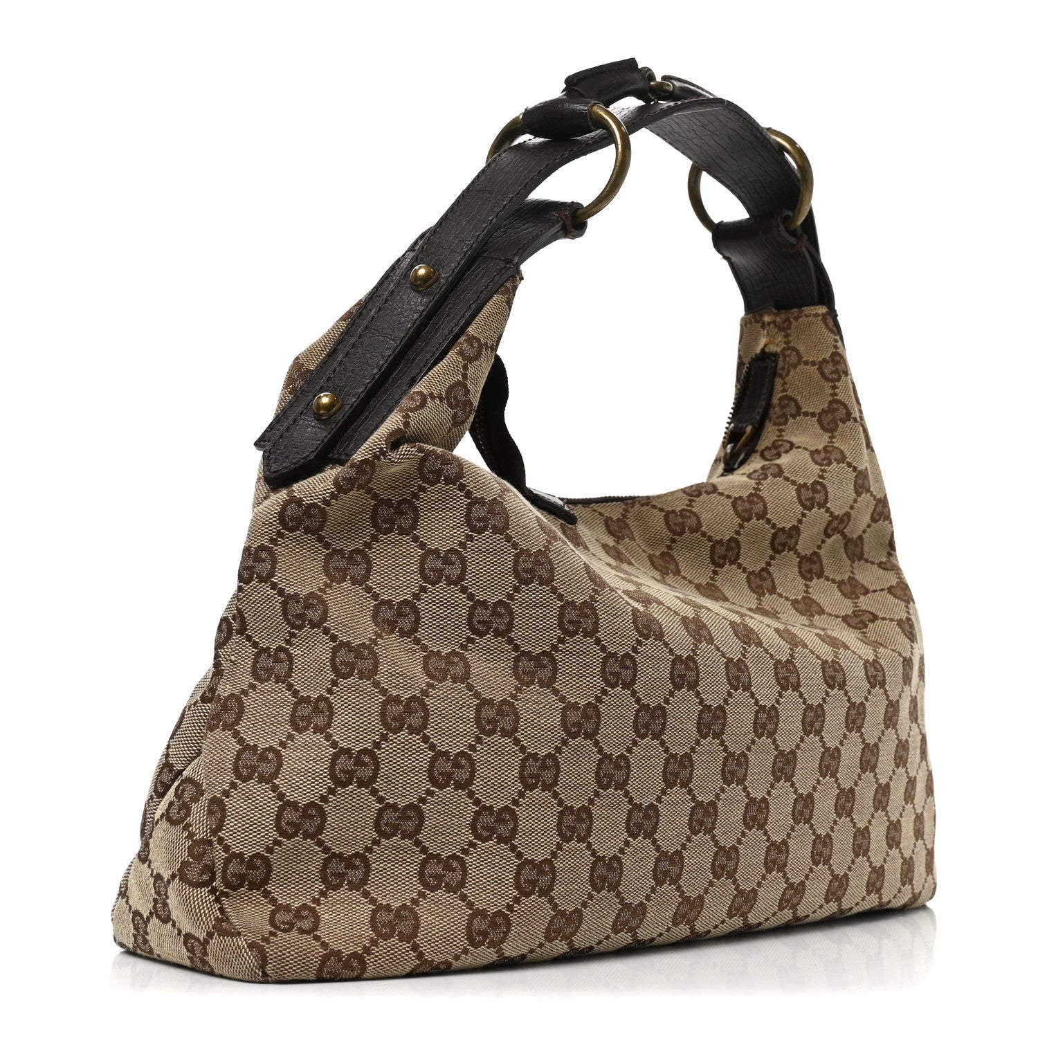 Monogram Medium Horsebit Chain Hobo Dark Brown