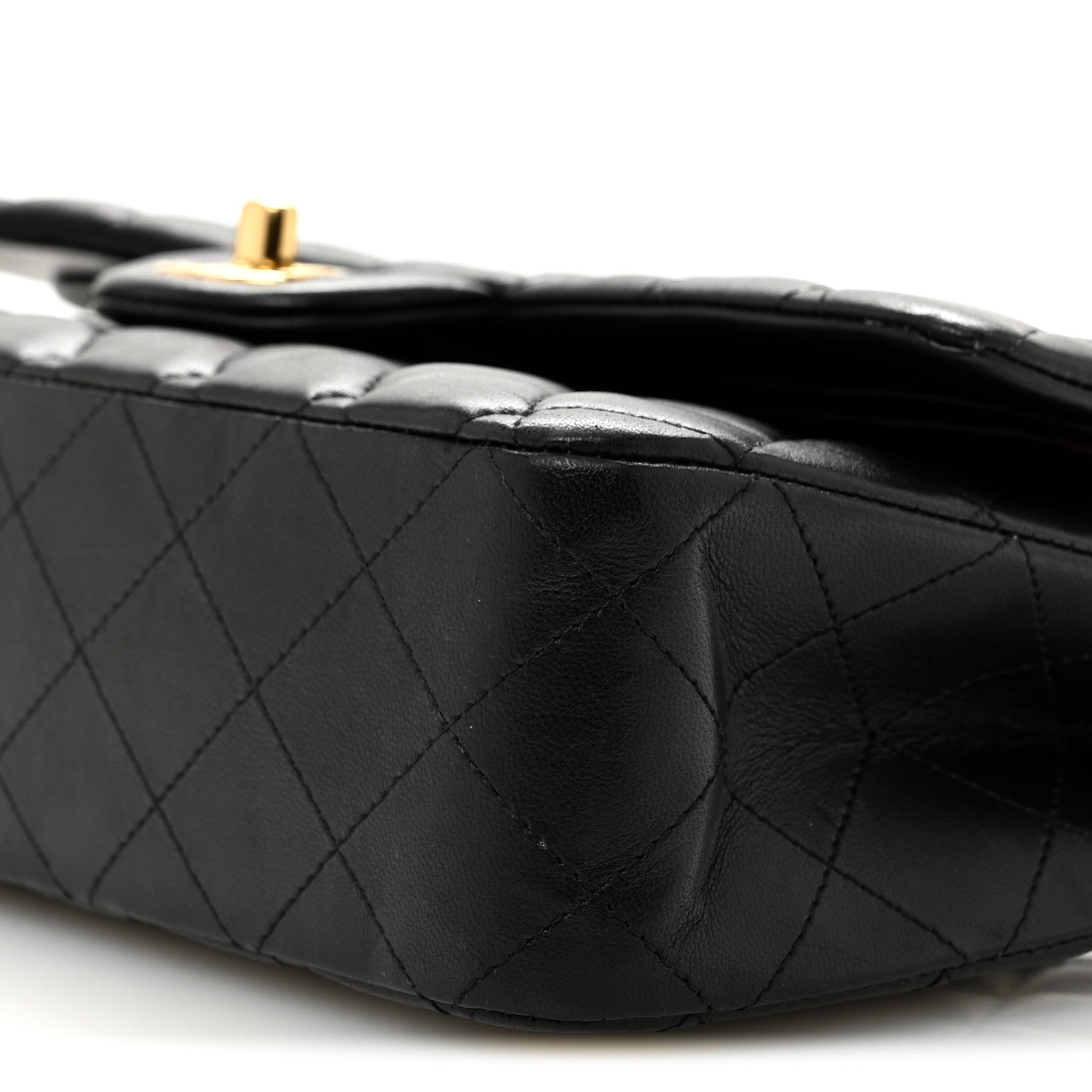 Lambskin Quilted Medium Double Flap Black
