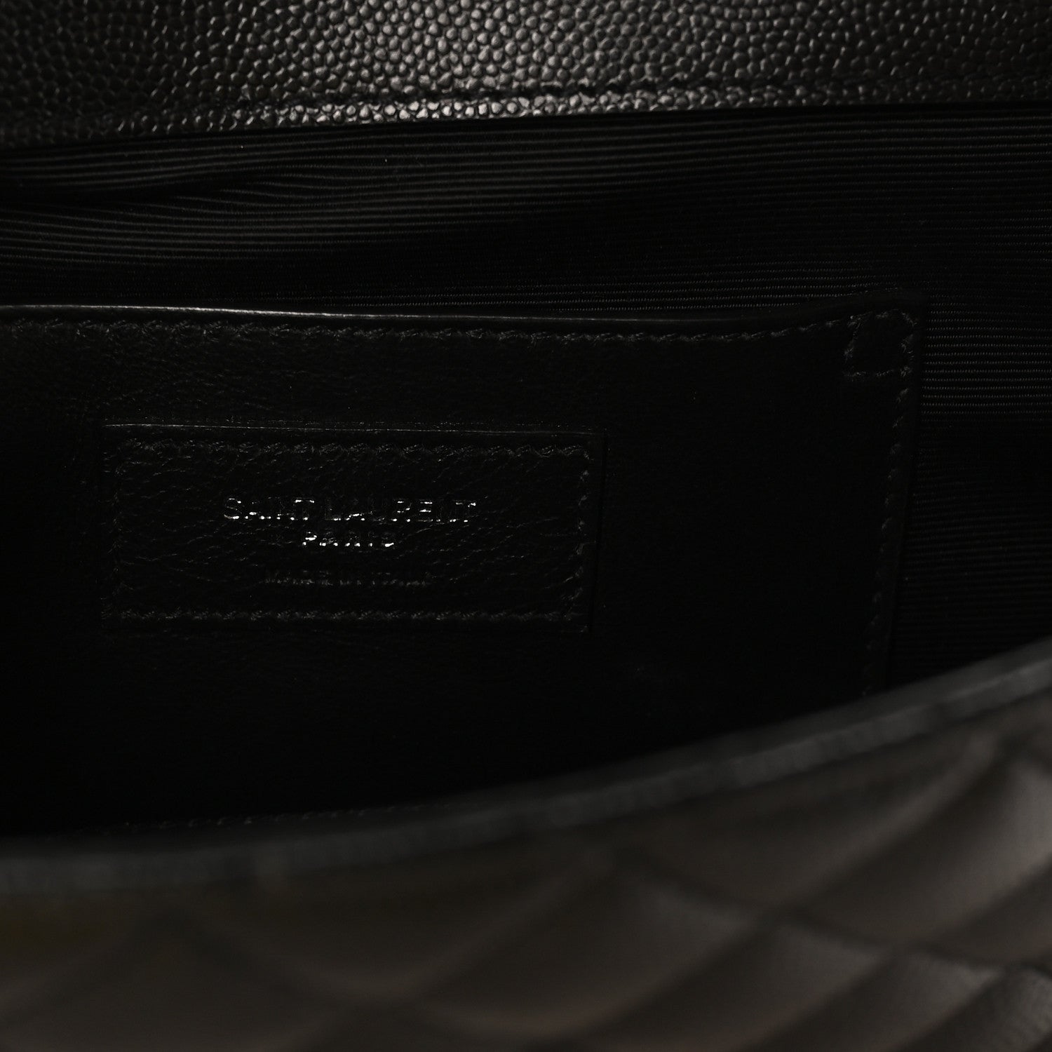 Grain De Poudre Textured Mixed Matelasse Triquilt Small Monogram Satchel Black