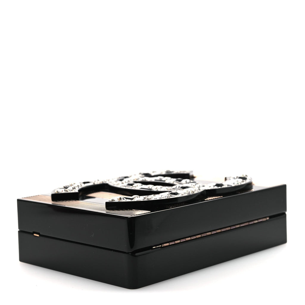 Plexiglass Crystal CC Minaudiere Clutch Black Copper