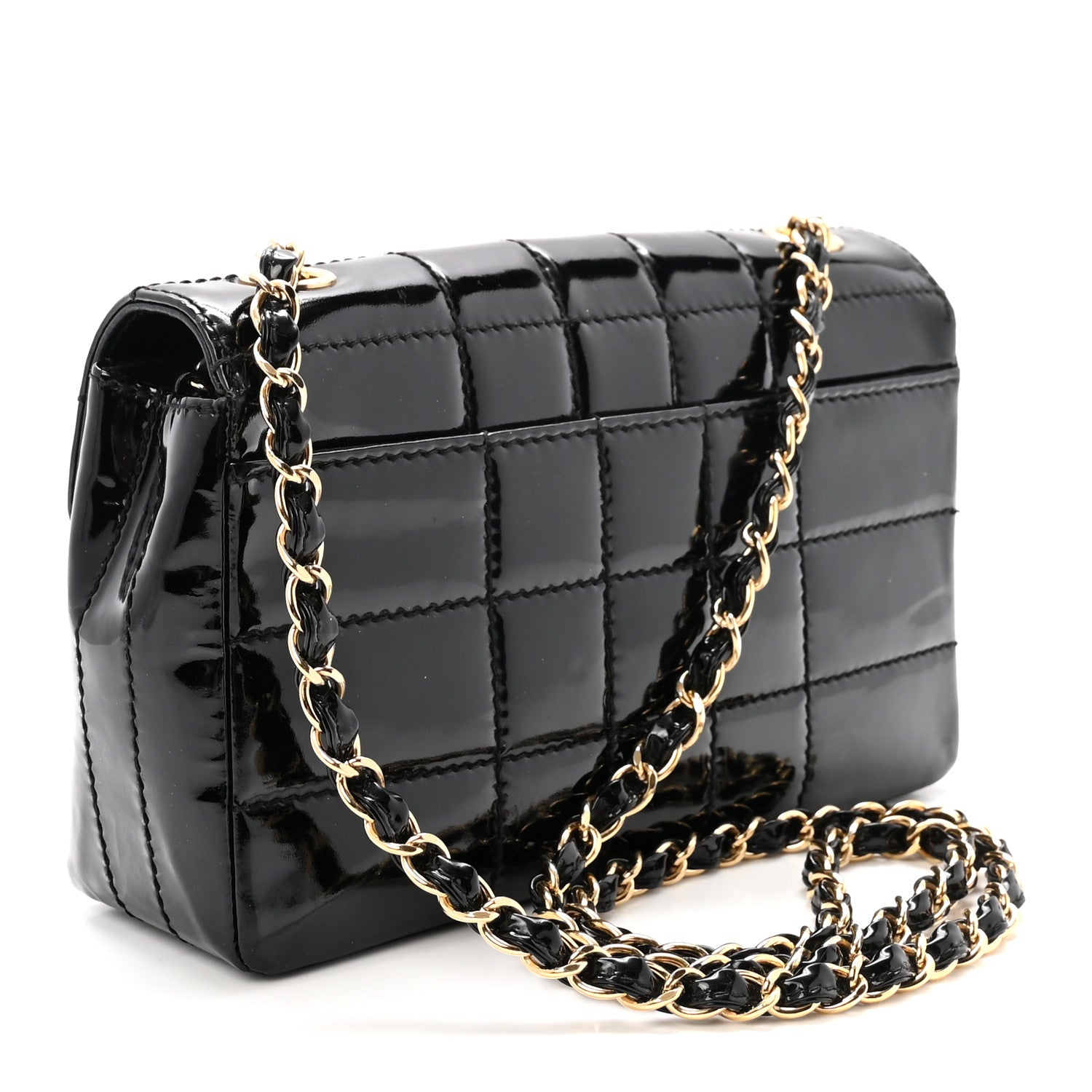 Patent Medium Chocolate Bar Flap Black