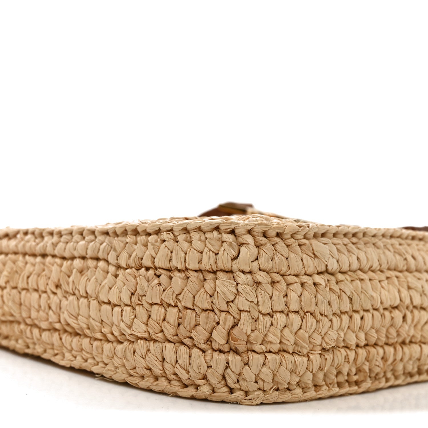 Raffia Calfskin Le 5 A 7 Mini Hobo Natural Brick