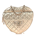 Metallic Lambskin Quilted CC In Love Heart Bag Gold