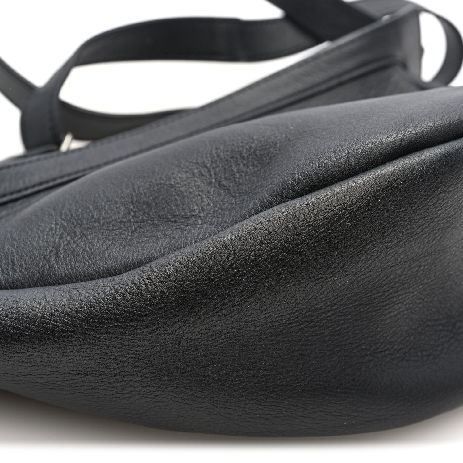 Grained Calfskin Small Slouchy Banana Bag Black