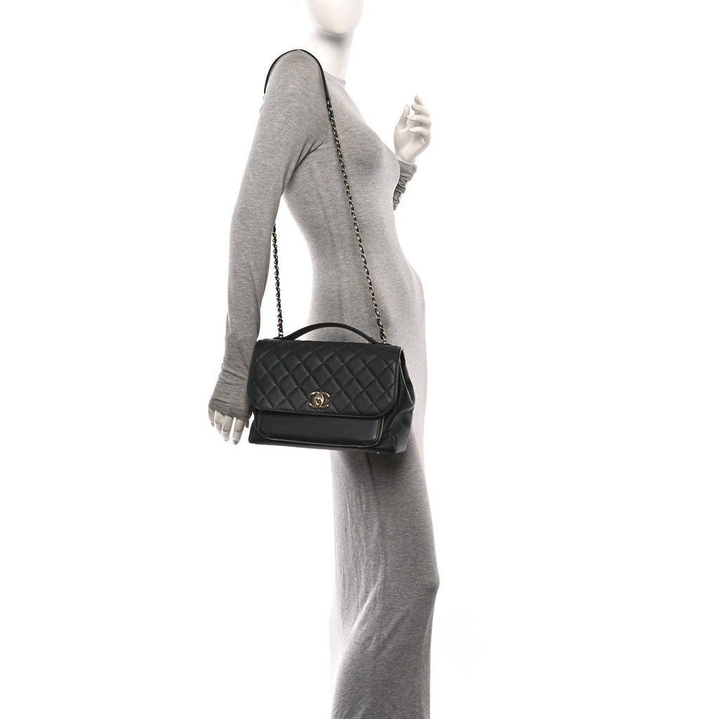 Caviar Quilted Large Business Affinity Flap Black
