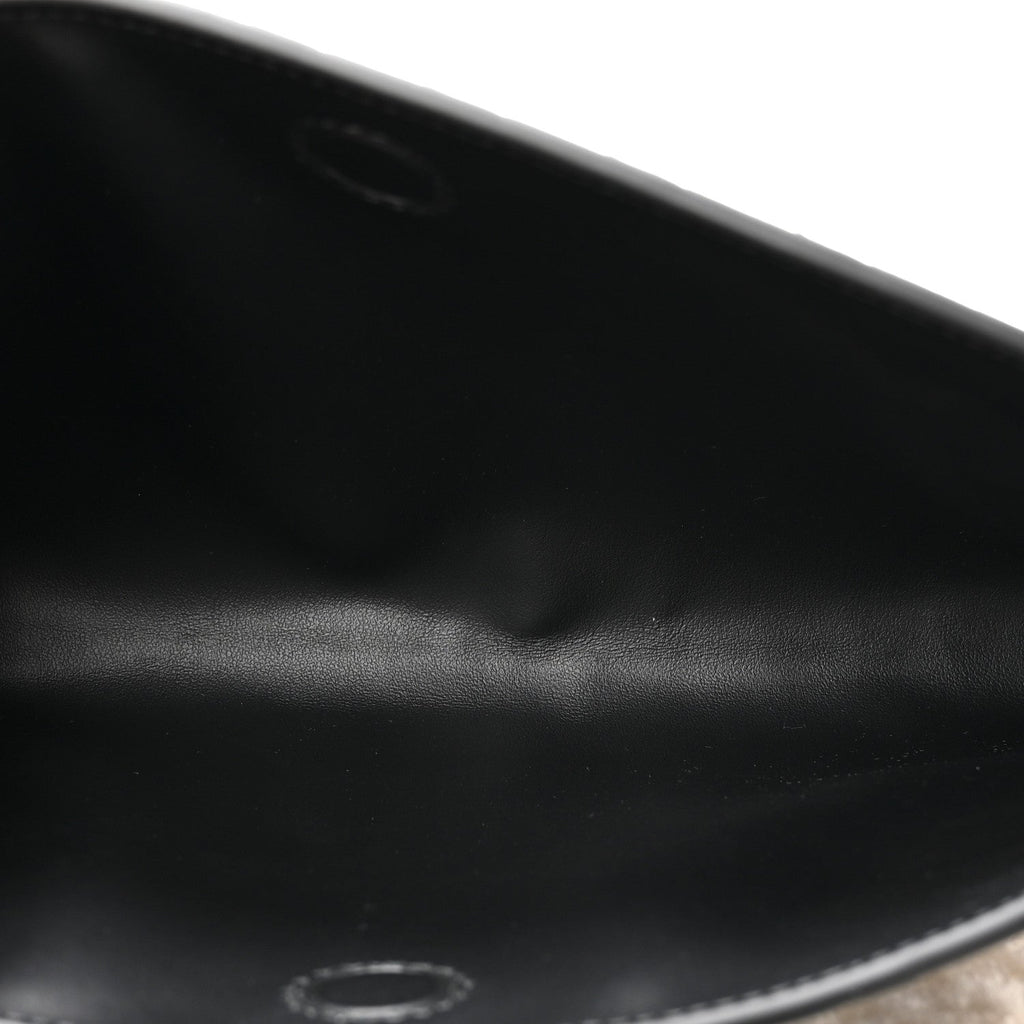 Nappa Intrecciato Shearling Andiamo Double Pouch Bag Black White