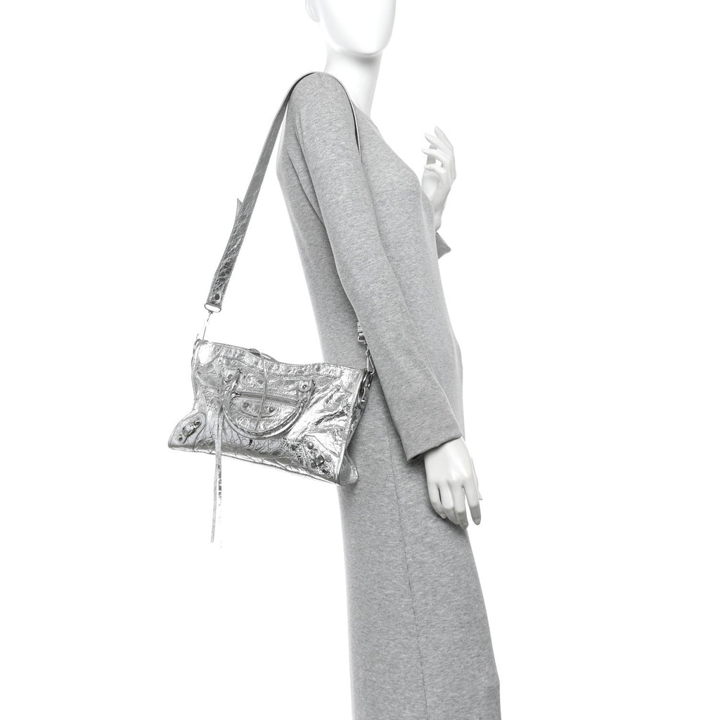 Metallic Agneau Silver Hardware Small Le City Silver