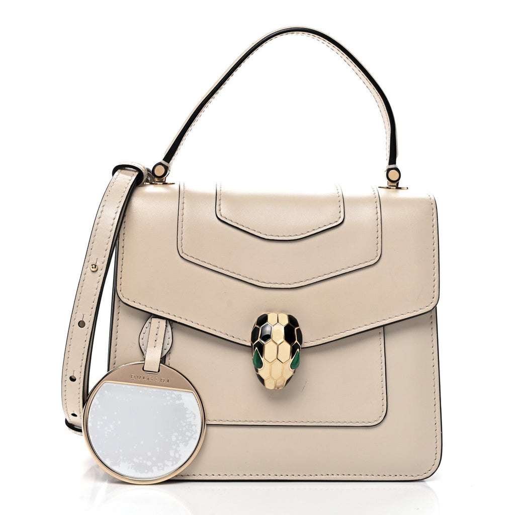 Calfskin Serpenti Forever Top Handle White