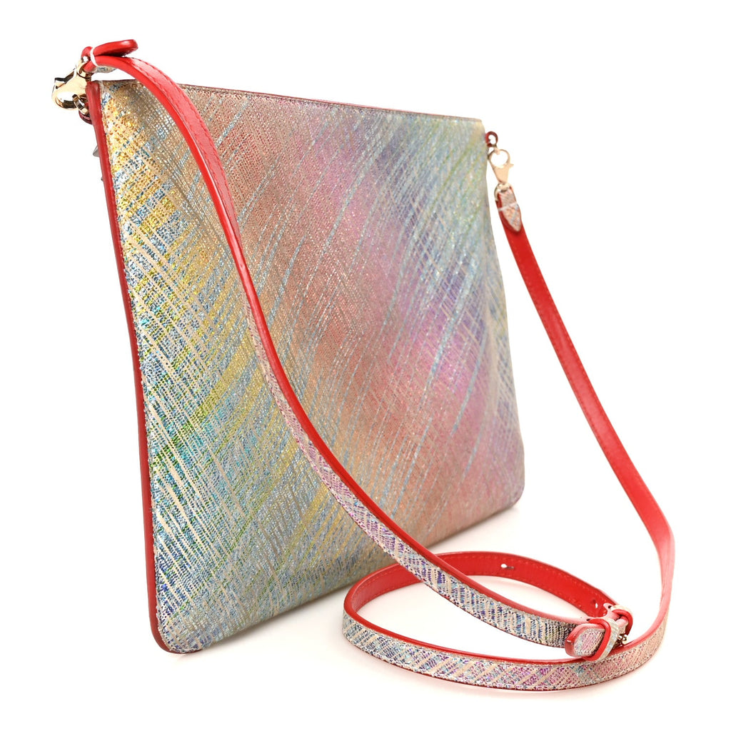 Metallic Suede Unicorn Studded Loubiclutch Multicolor